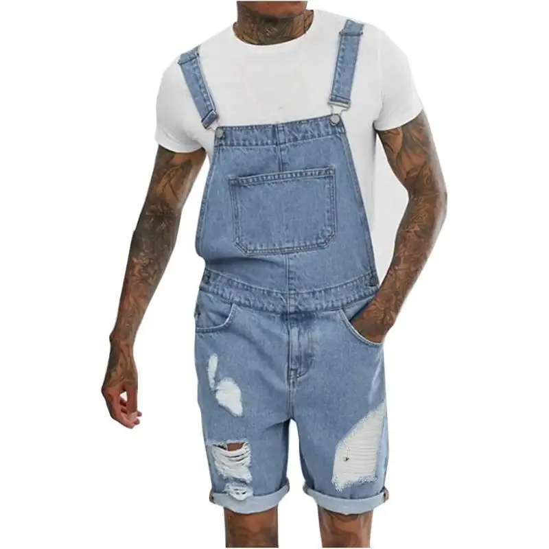 

Retro Mens Denim Overalls Low Waist Torn Workwear Pants Unisex Stretchable Fabric Durable Corduroy Spring Summer Fashion