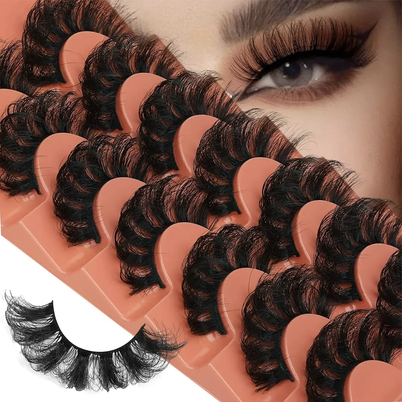 8D curly 17mm fluffy full false eyelashes, 7 pairs, adding color and luster to your beautiful eyes