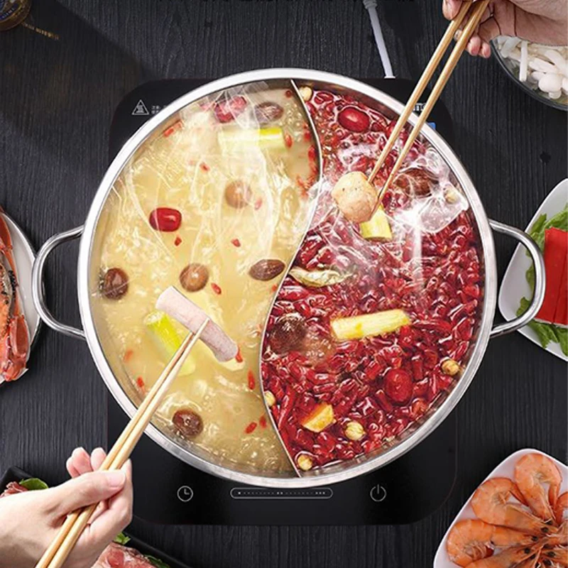 Pot Hot Shabu Divider Stainless Steel Cooking Cooker Induction Hotpot Divided Chinese Hot Pot Compatible Soup Stock Pot