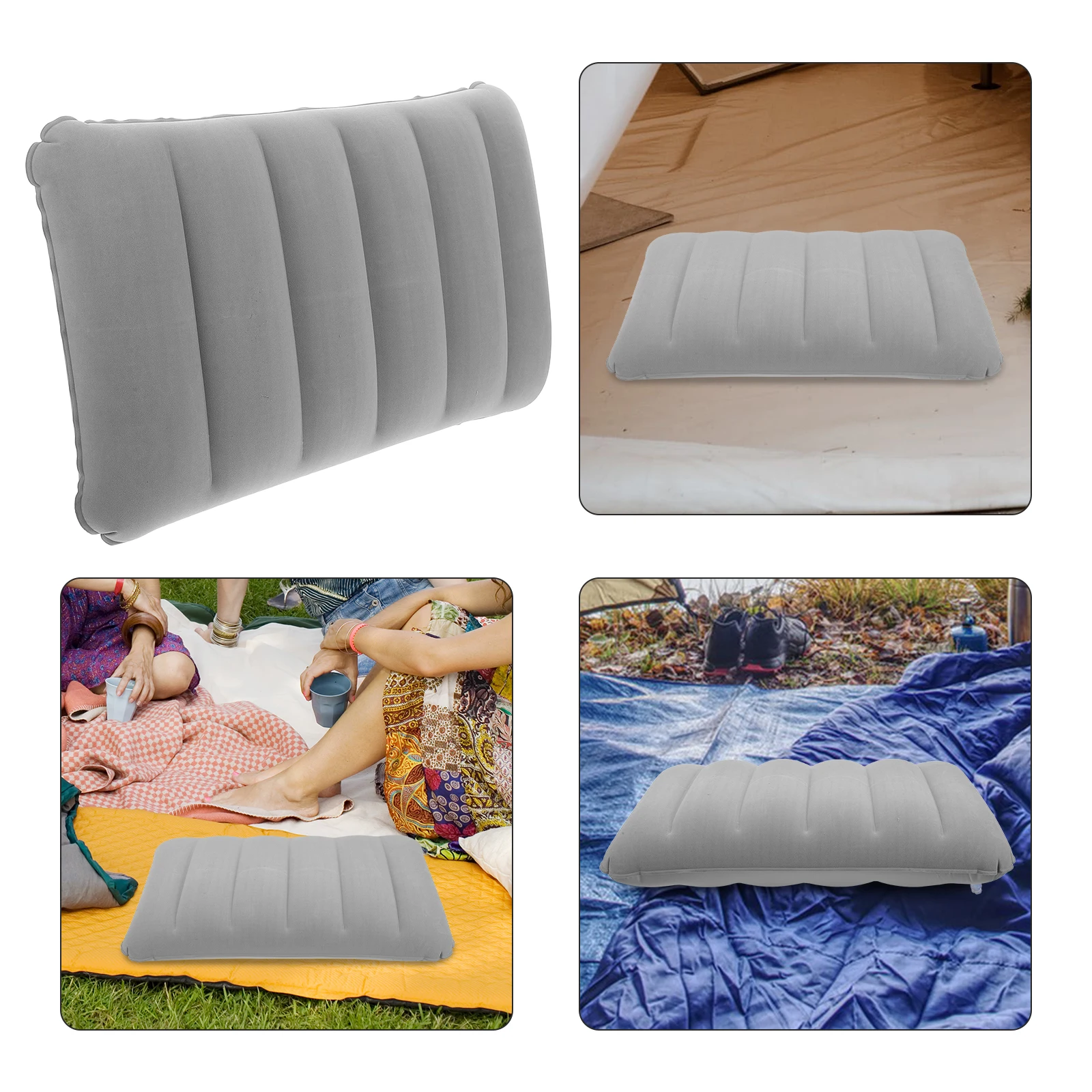 Pvc engrosado inflable Camping duradero al aire libre portátil con superficie flocada suave para mochilero soporte Lumbar ligero