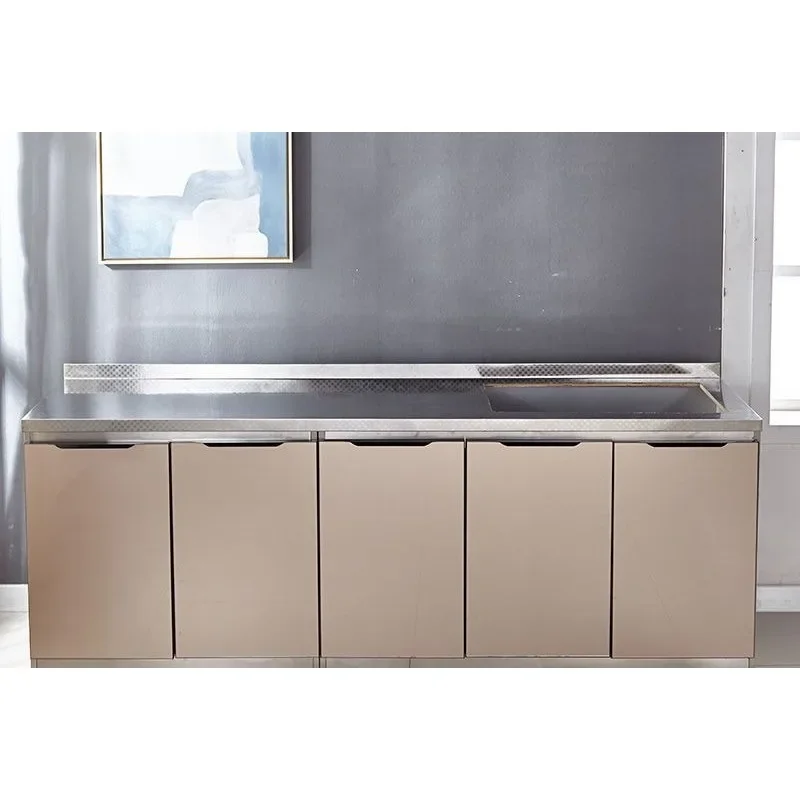 خزانة باب زجاجي للمطبخ من الفولاذ المقاوم للصدأ، موقد بسيط #2