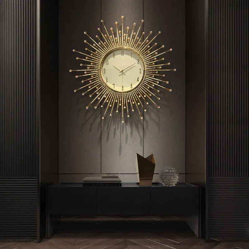 Jam dinding rumah tangga mewah ringan Eropa ruang tamu jam dekoratif mode modern jam kreatif hiasan dinding sederhana