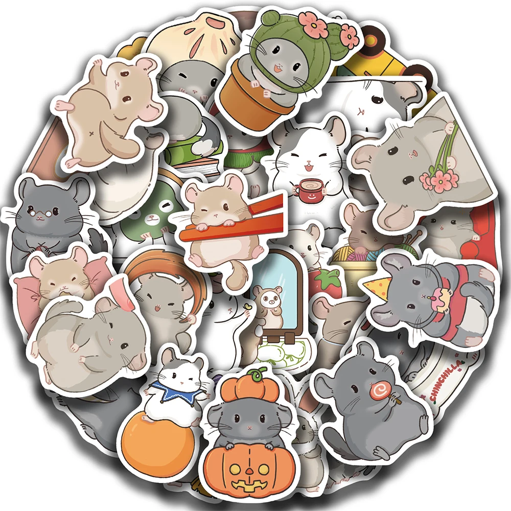 

10/30/50pcs Cartoon Cute South American Chipmunk Stickers Creative Chinchilla Animal Decals Scrapbook Guitar Funny Sticker Decor