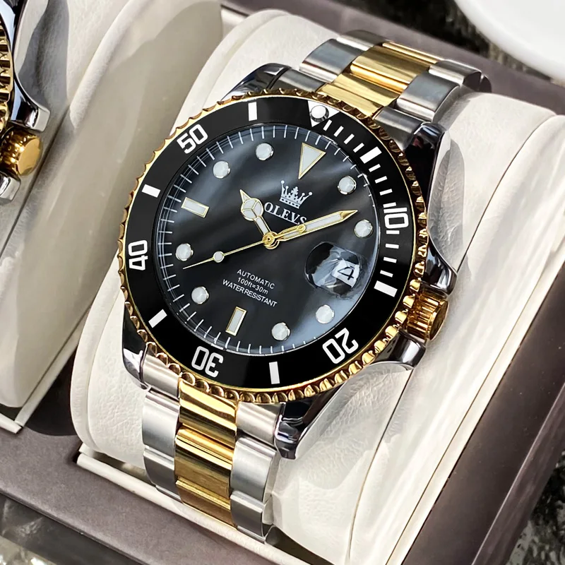 OLEVS Herrenuhren Luxus Original Automatische Mechanische Uhr für Mann Wasserdicht Edelstahl Leuchtdatum Mode Relogio