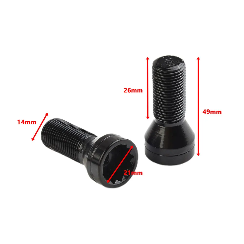 4pcs M14 X1.25 BLACK ALLOY WHEEL LOCKING BOLTS LUG NUTS +KEY FOR For For For For BMW MINI R50