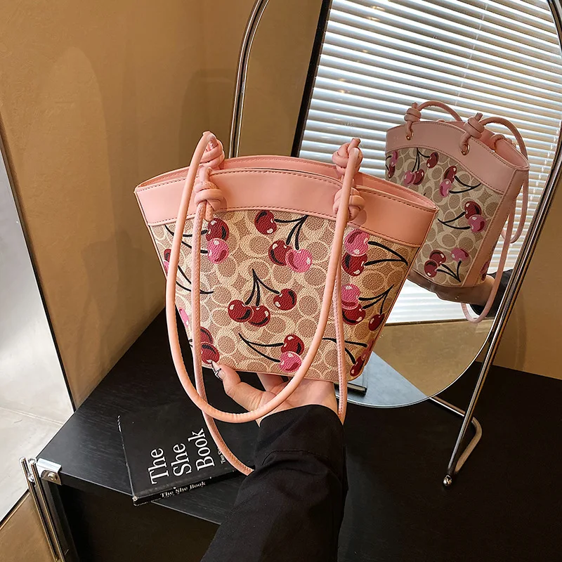 

Сумка-тоут с вишневым принтом для женщин, большая вместительная сумка через плечо, милая сумка-тоут для покупок, универсальная ручная сумка