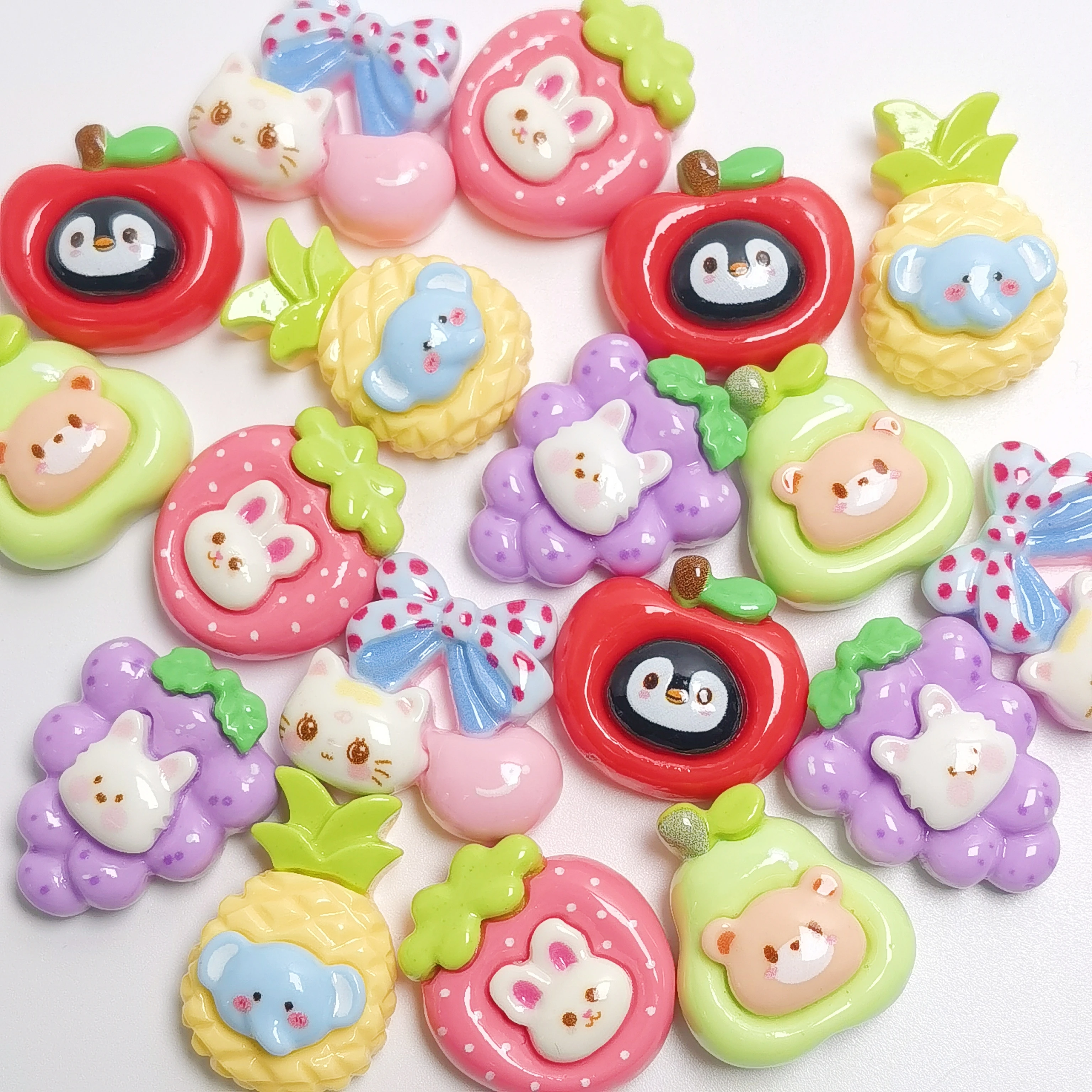Kawaii Mini Animal Fruit Flatback Resin Cabochon DIY Craft Decor for Scrapbook Phone Case Decor
