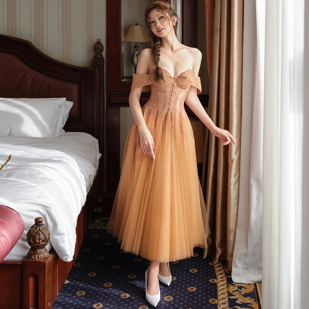 

Сексуальное вечернее платье с открытыми плечами, изысканное кружевное платье из тюля, индивидуальный пошив, роскошное платье без бретелек для особых случаев