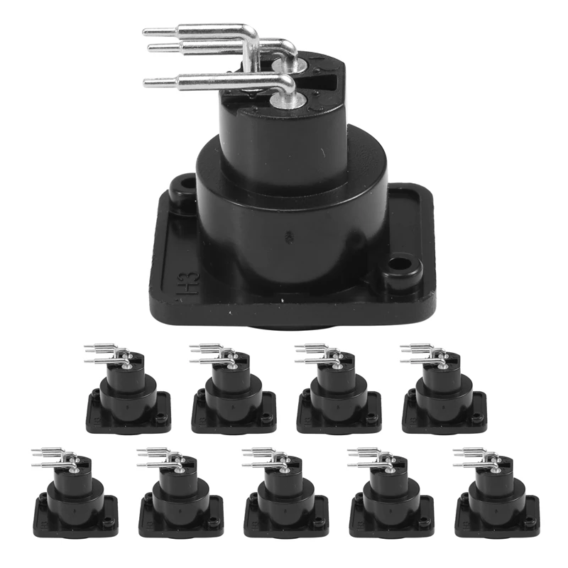 ABYL 10 Uds negro XLR 3pin hembra Jack montaje en Panel chasis PCB conector de enchufe