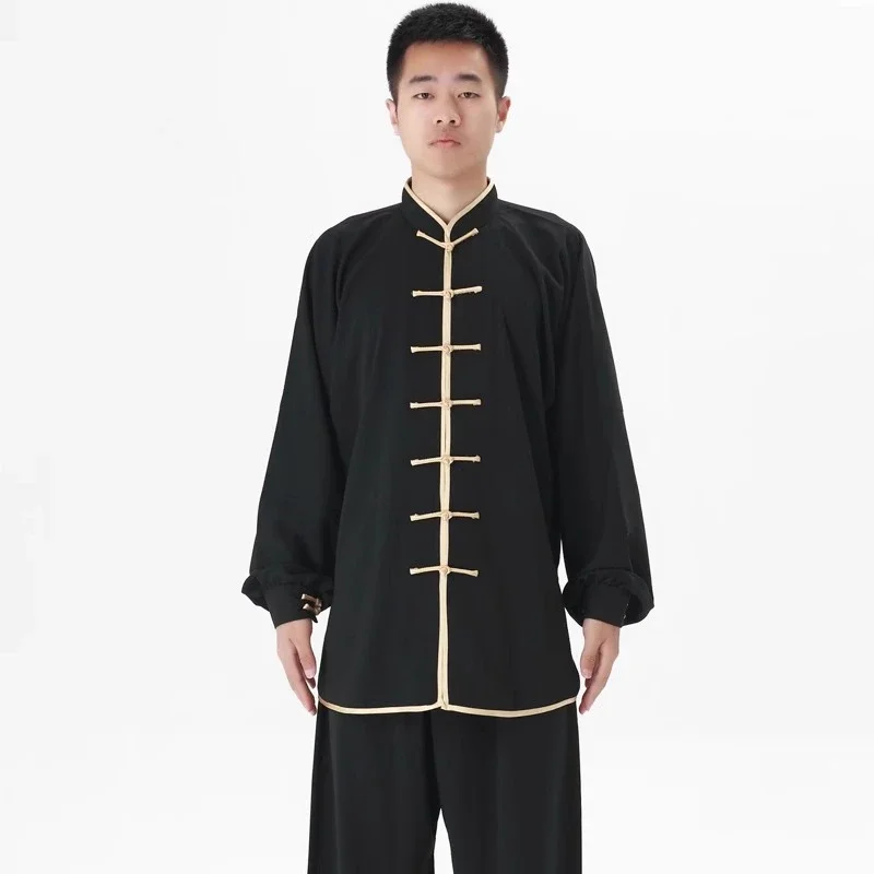 Neue Herren-Kung-Fu-Uniform im traditionellen chinesischen Stil, langärmelig, Wushu-Tai-Chi-Anzug, weiche, atmungsaktive Kampfsportbekleidung für das Training. – Detail 16