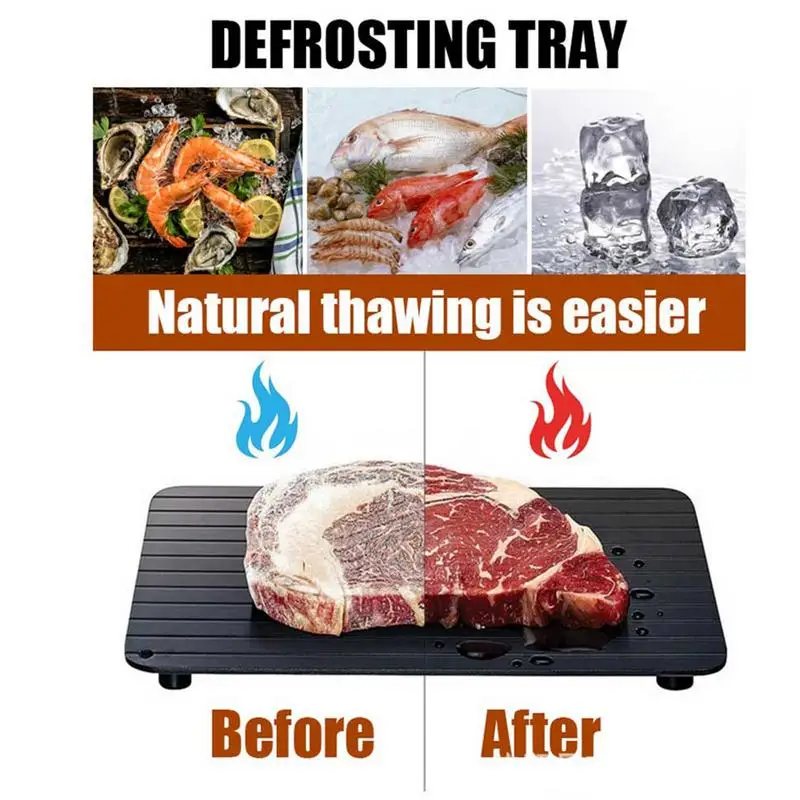 Defrost Tray Metal Plate Defrosting Tray Safe Fast Thawing Frozen Meat Fish Sea Food Kitchen Cook Gadget Tool