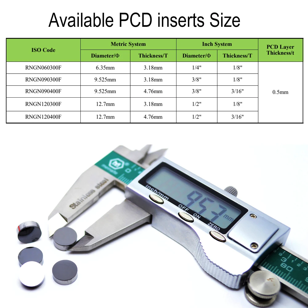 EDGEV-inserto de diamante PCD de cara completa, RNGN0603, RNGN0903, RNGN0904, RNGN1203, RNGN1204, RNGN, RNMN, redondo 1/2, 1/4, 3/8 pulgadas, herramientas de torneado