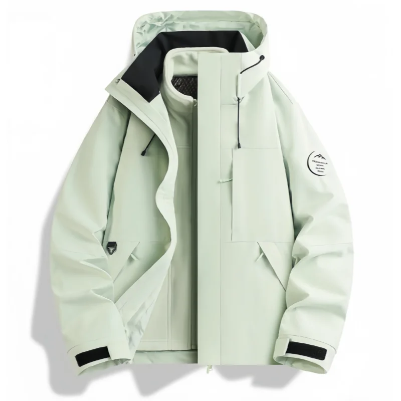 Three-In-One Jacket for Men and Women, Detachable Inner Lining, Graphene Heat-Retaining, Fleece-Lined and Thickened, Windproof and Waterproof Outdoor Mountaineering Clothing