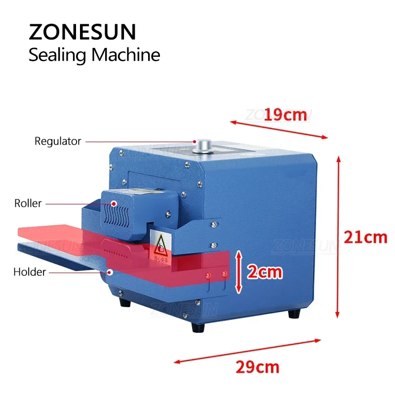 ZONESUN Portable Bag Sealing Machine Aluminum Foil Composite Plastic Film PE Coated Paper Food Packaging Sealer Roller ZS-GLF1