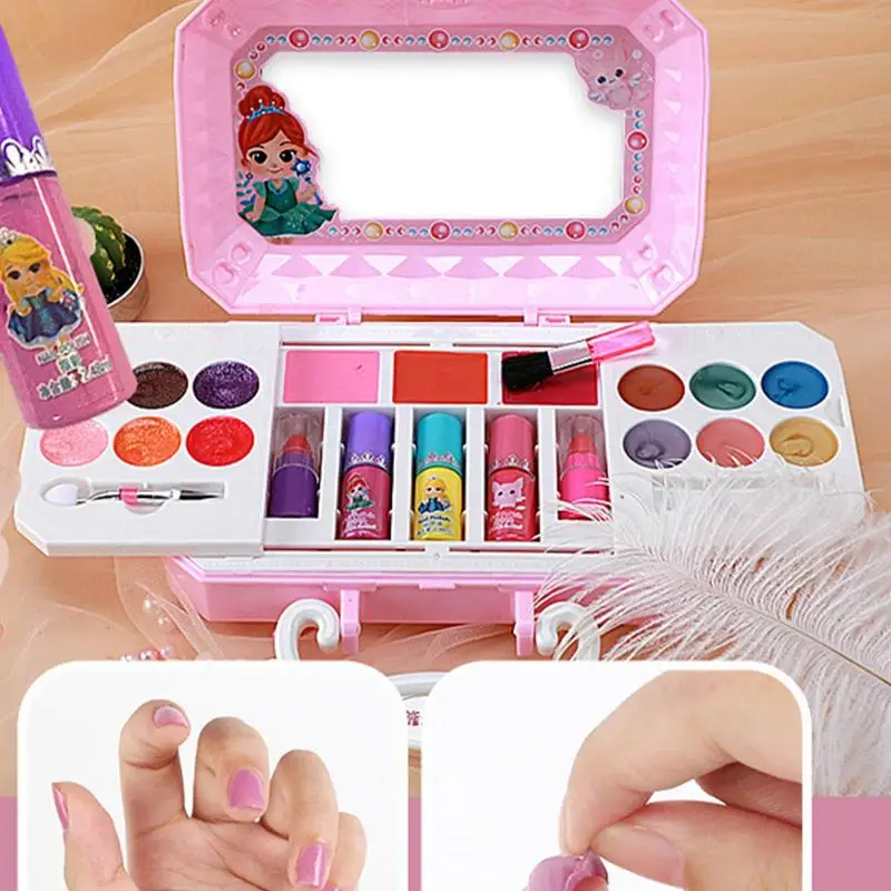 Kids Makeup Kit For Little Girls Washable Real Makeup Kit With Cosmetic Case Palette Play Set Birthday holiday Gifts