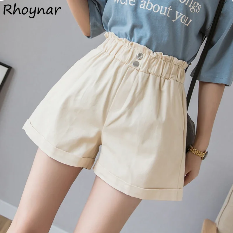 

Shorts Women Loose Basic Thin Summer Elasticity Trendy Streetwear New 2022 High Waist Solid Simple Korean Style Young Cozy Chic