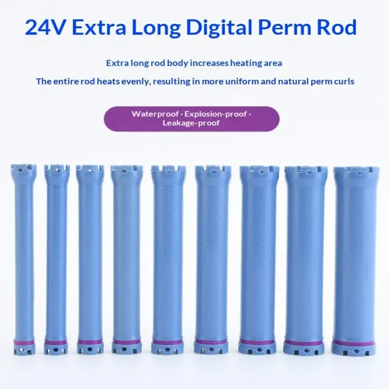 140mm 24V Digital Hair Hot Perm Rods Electric Heated Curlers Bars Rollers Wavy Hair Salon Barber Curling Spiral Styling Tools