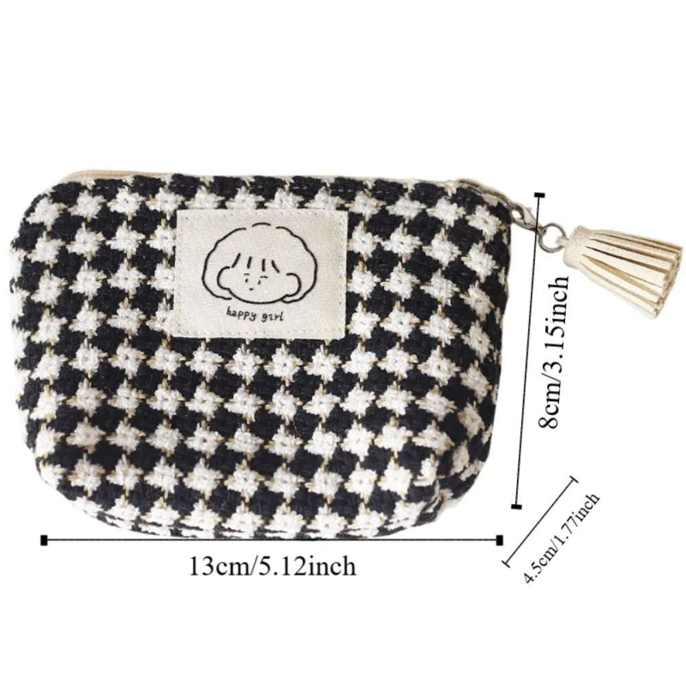 Grote Capaciteit Plaid Mini Portemonnee Geruite Make-up Tas Maandverband Opbergtas Katoenen Doek Kleine Item Tas Tampon Organizer