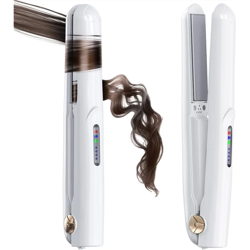 

A52Q-USB Charging Cordless Hair Straightener And Curler Mini Portable Travel Hot Tools Straight Curl Support