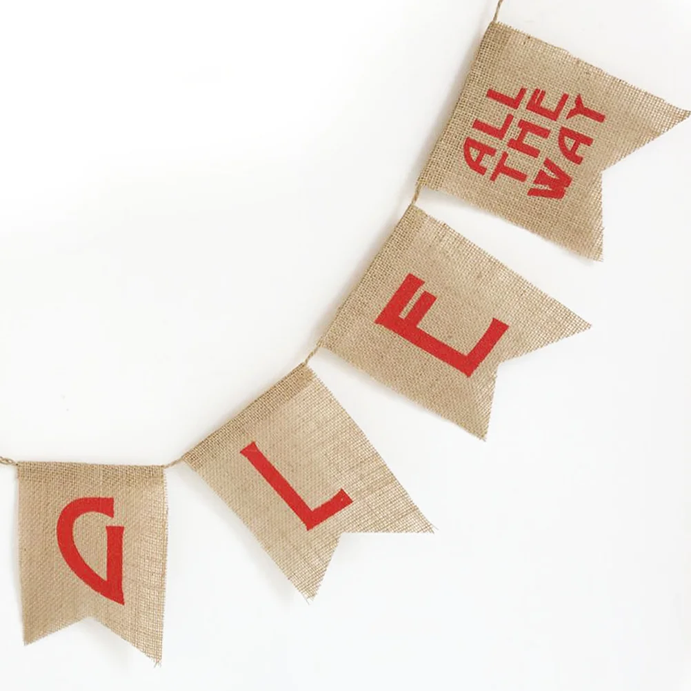 

Linen Xmas Banner Swallowtail Shape Christmas Party Decoration Home Office Wall Hanging Creative Bunting