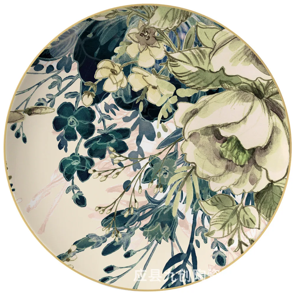 Chinese style creative retro flower plate Western pasta family dishes set Restaurant