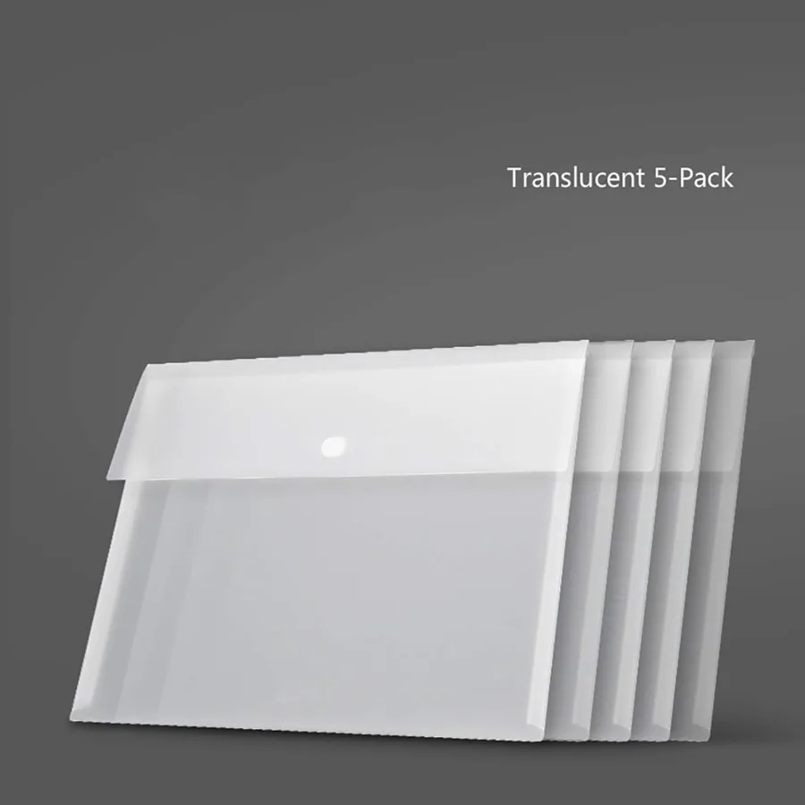 Translucent A4 Size Poly File Folder Pockets with Snap Button Closure for Organizing Flat Documents and Letters Ideal for Offic