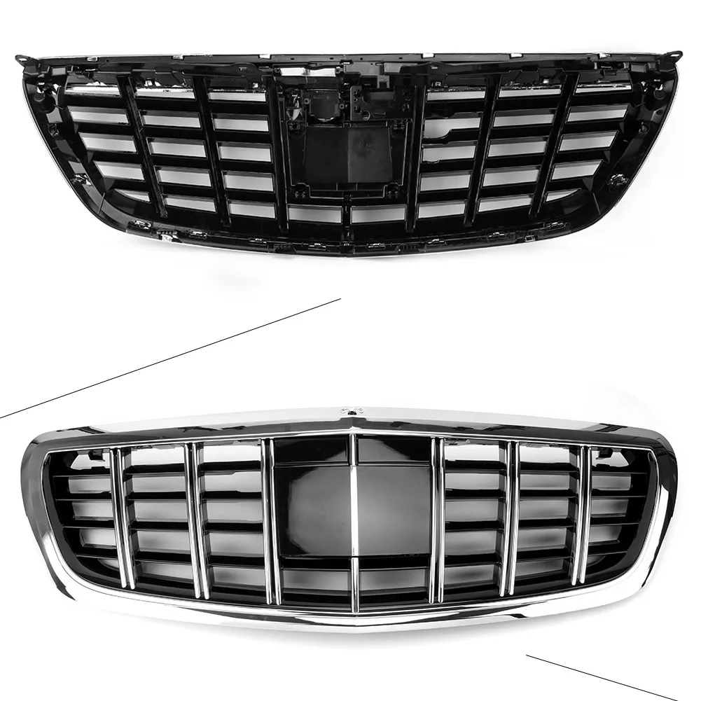 W222 S350 S400 S500 Car Front Bumper Grille Grill For Mercedes Benz S-Class 2014 2015 2016 2017 2018 Chrome