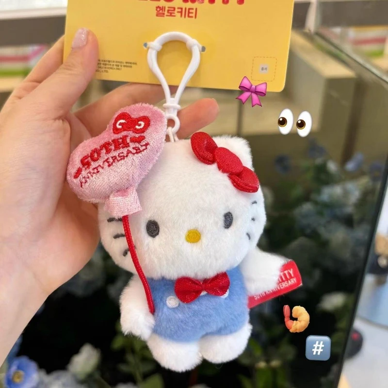 Sanrio อุปกรณ์เสริม Love บอลลูน Hello Kitty ตุ๊กตาน่ารักพวงกุญแจ Kawaii KT แมวตุ๊กตาตุ๊กตาจี้ของขวัญกระเป๋าเป้สะพายหลังกระเป๋าตกแต่ง