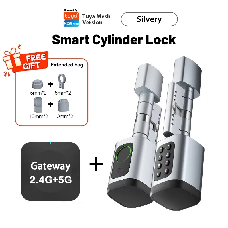 V1 Pro+ Version Einstellbare TUYA APP Smart Leben Fingerabdruck Passwort Digitale RFID Karte Zylinder Smart Türschloss für Zuhause