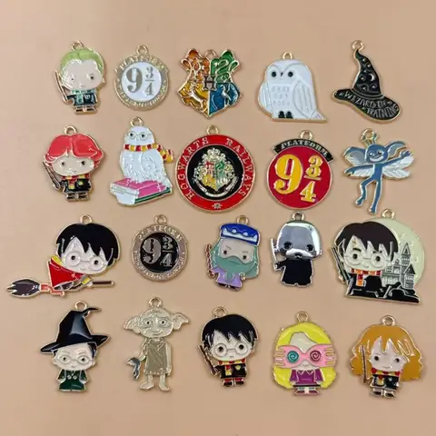 10Pcs/lot Cartoon Magic Boy Girl Crystal Castle Magician Enamel Charms Metal Pendant for DIY Earring Findings Jewelry Making