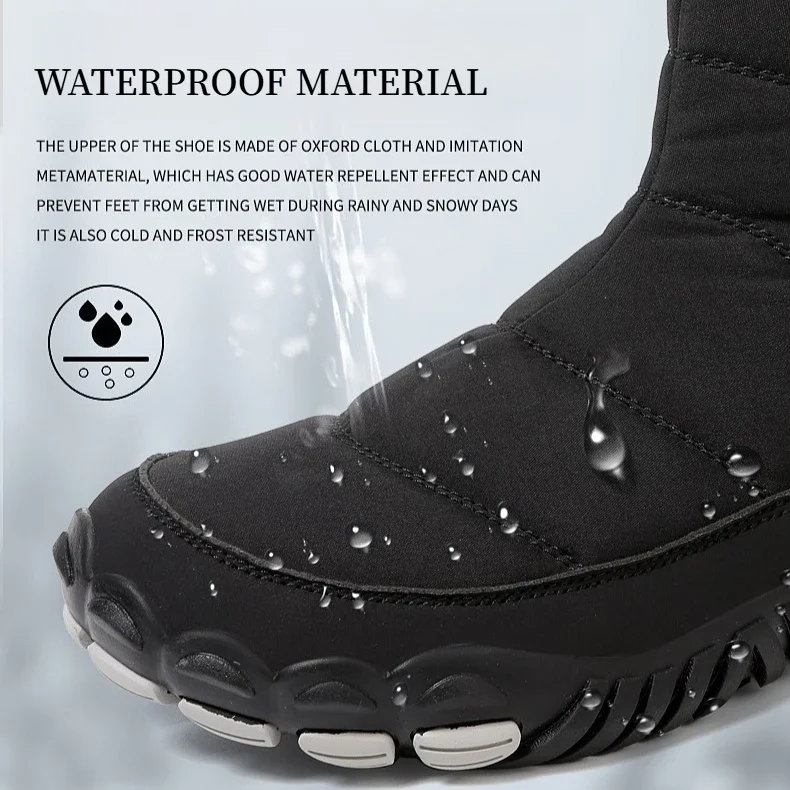 Botas de nieve para hombre, ideales para el invierno, con forro de piel, suelas antideslizantes, diseño minimalista, botines térmicos y acolchados, cómodas para caminar y hacer senderismo.