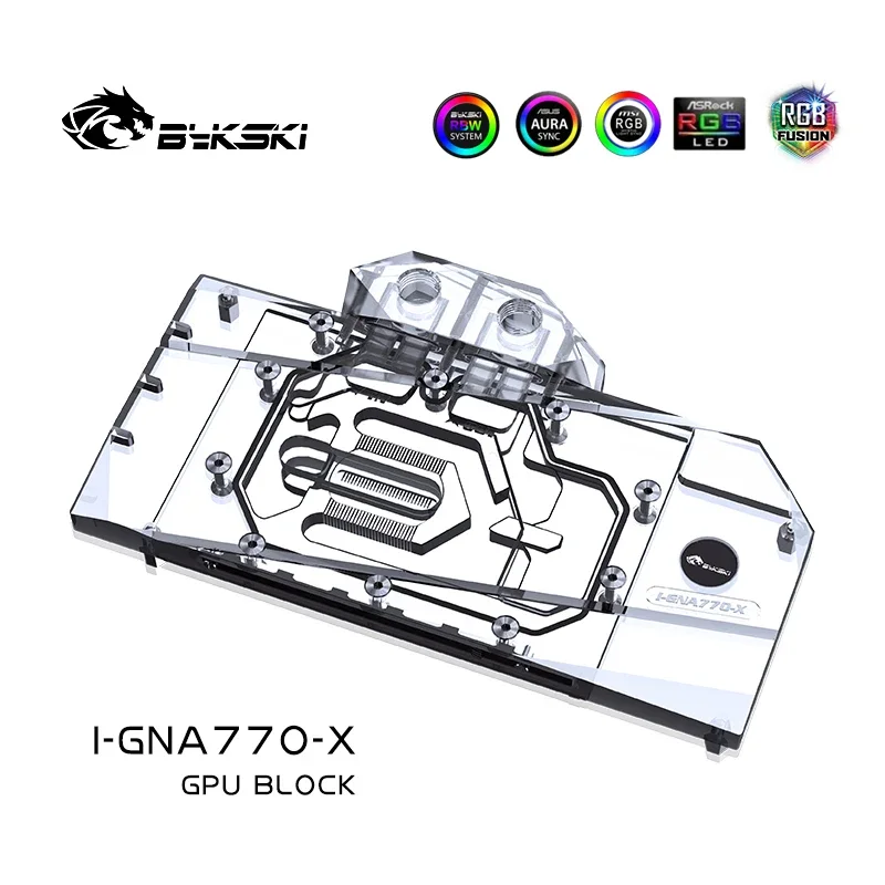 Bykski I-GNA770-X GPU 워터 블록, GUNIR 인텔 아크 A770 Flux 8G OC 그래픽 카드, PC 냉각, 풀 커버, 라디에이터