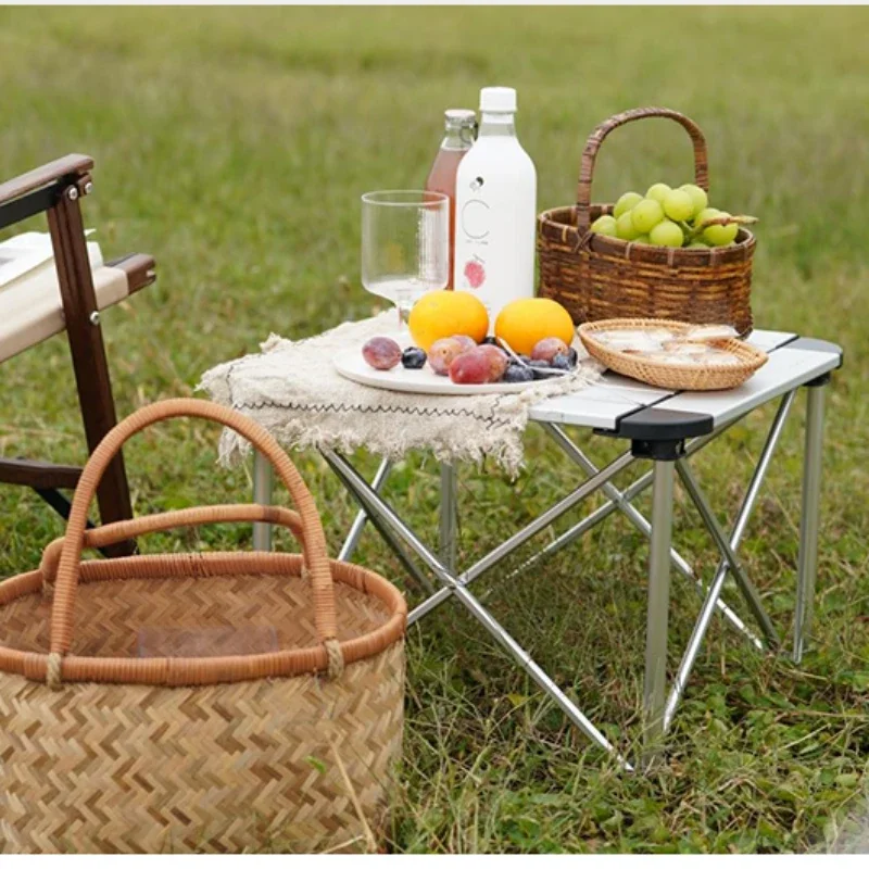 Outdoor Folding Small Table Portable Light Chicken Rolls Table Casual Camping Picnic Aluminum Alloy Foldable Mini Tables