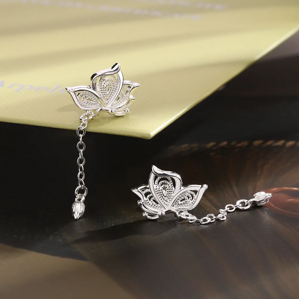 Hohle Schmetterlings-Ohrstecker aus 925er-Sterlingsilber für Damen, Luxus-Designer-Schmuck, Großhandel, Accessoires, verhindern Allergien – Detail 6