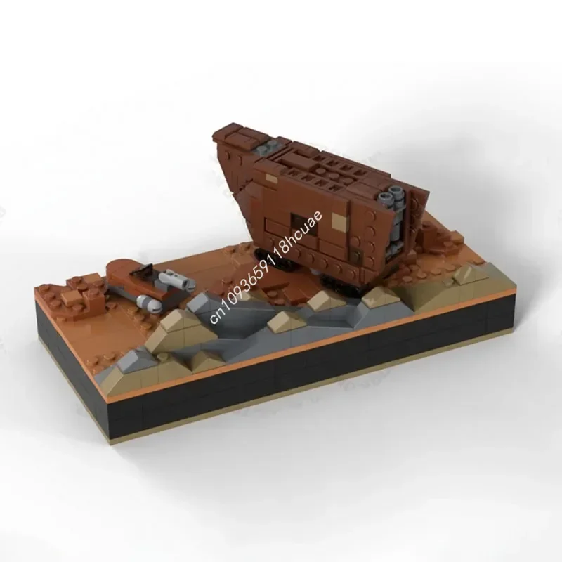 

400PCS Star Battle Micro Diorama Sandcrawler & Landspeeder 3D Poster Model Moc Building Bricks Diy Creative Christmas Gifts