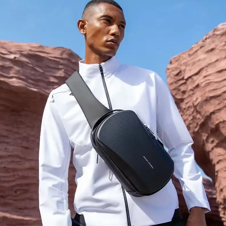 Hard shell chest bag men's fashion waterproof shoulder crossbody bag 8 