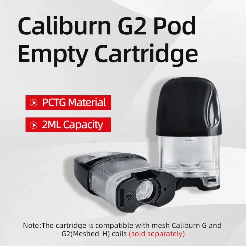 1/5/10pcs Caliburn G2 Pod Empty Cartridges 2ml Compatible for Mesh Caliburn G Coils/Caliburn G2 Coils Vape Pod Cartridge