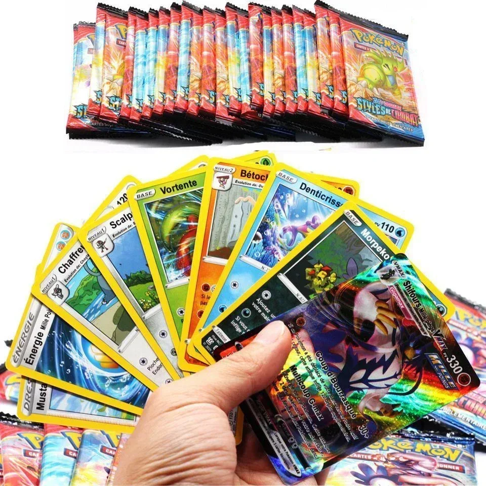 Coleção Card Booster Pack, Cartas Pokemon, Escarlate, Violeta, Sol, Lua, GX, Vmax, EX, Inglês, Francês, Espanhol, Presente