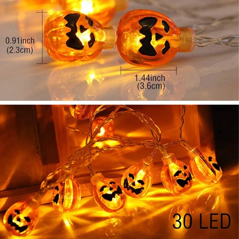 Halloween Decor Pumpkin String Lights, 9.8 Feet 20 Leds Battery Operated Halloween Light, Outdoor Halloween Decoration