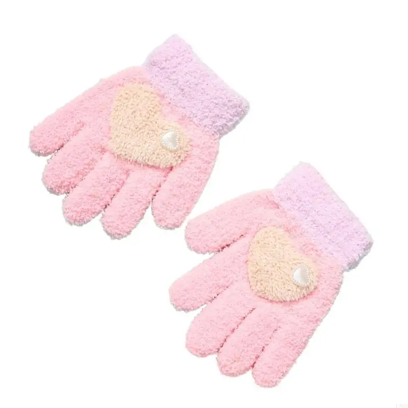 D5QA Washable Kids Winter Gloves Winter Full Finger Gloves Winterproof Fleece Gloves Practical & Trendy for Boys & Girls