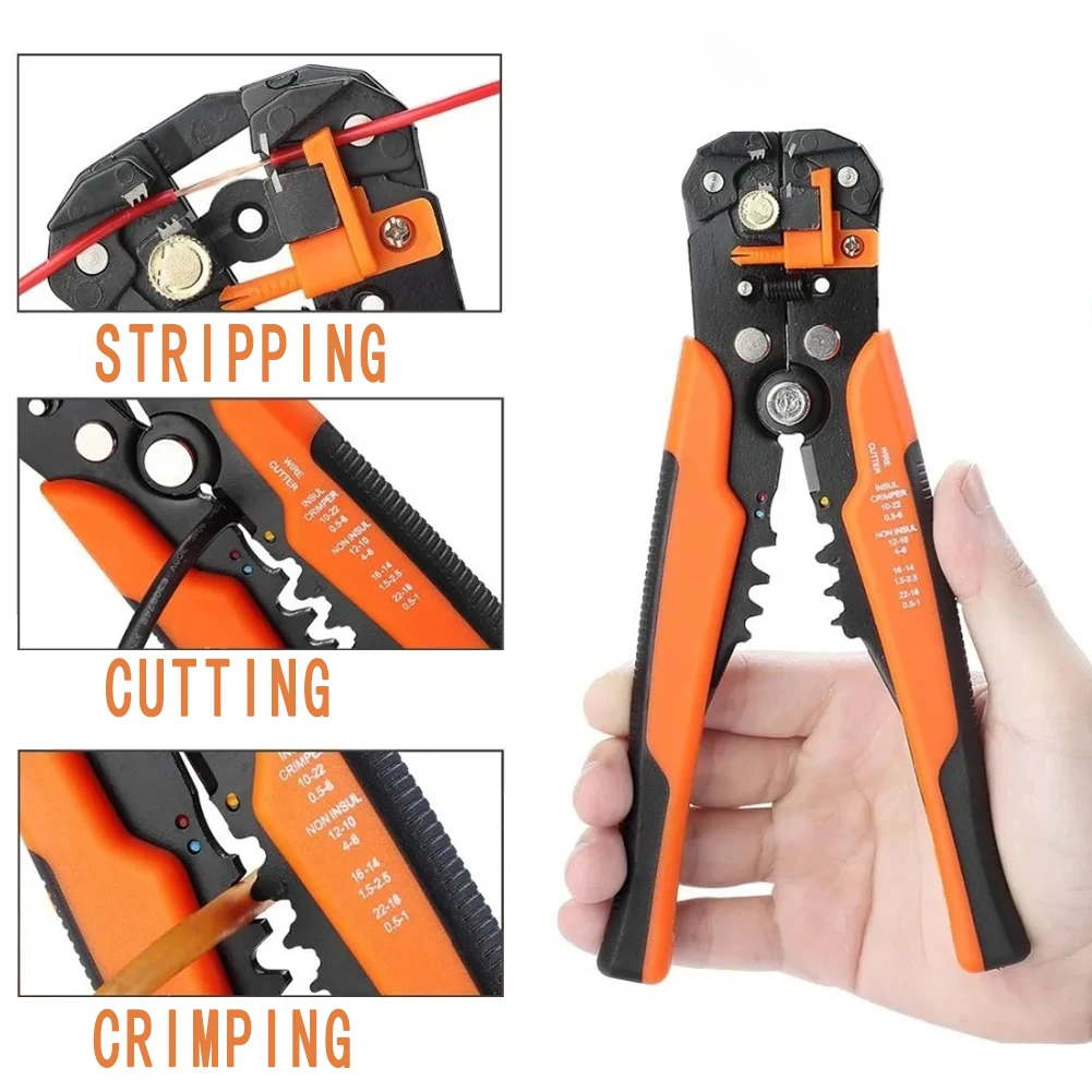 

Multifunctional Cable Wire Stripper Cutter, Crimping Stripping Plier Tool, Self-adjusting 8" Automatic Wire Stripper
