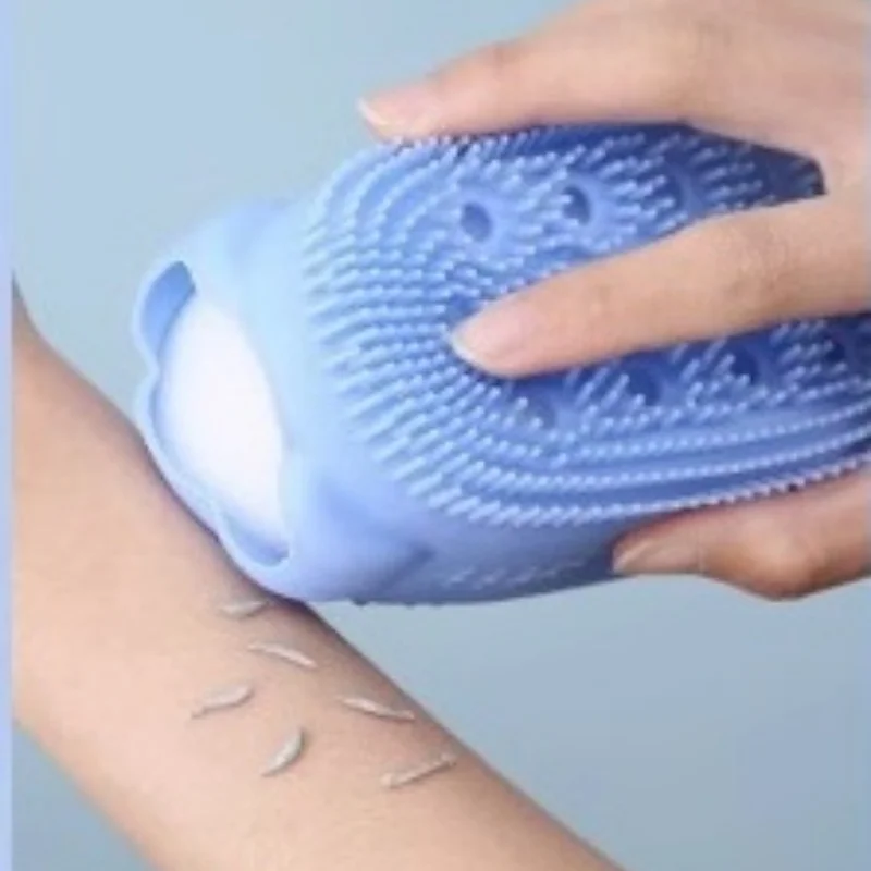 1/4 قطعة من فرشاة الجسم المصنوعة من السيليكون ذات الجانب المزدوج لتدمج بشرةك مع مقشر هذا مناسب لجميع أنواع البشرة