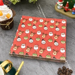 Red Christmas Element Printed Napkin Square Christmas Party Decoration Coloured Wood Pulp Paper Towels 20pcs Paper Napkins Towel