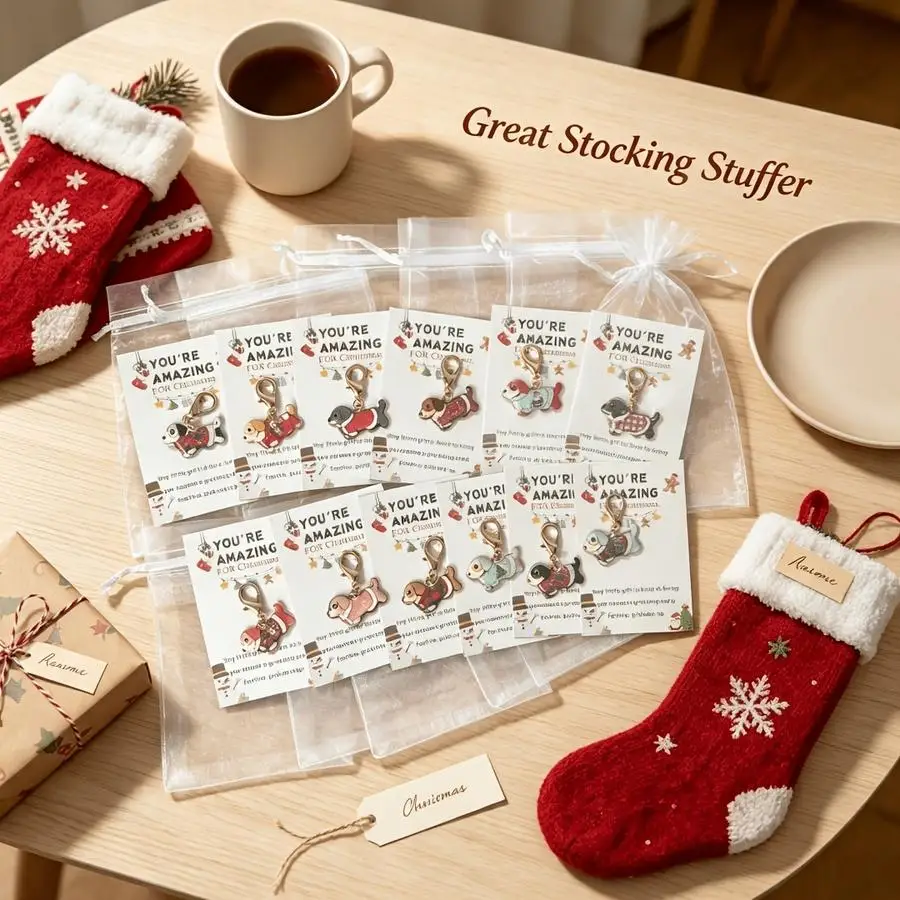 1/5/10/20/50/100pcs pcs/12 sets of Christmas-themed Dog Keychains / 12 Dog Keychains + 12 Christmas Card Stock Sheets + 12 Organ