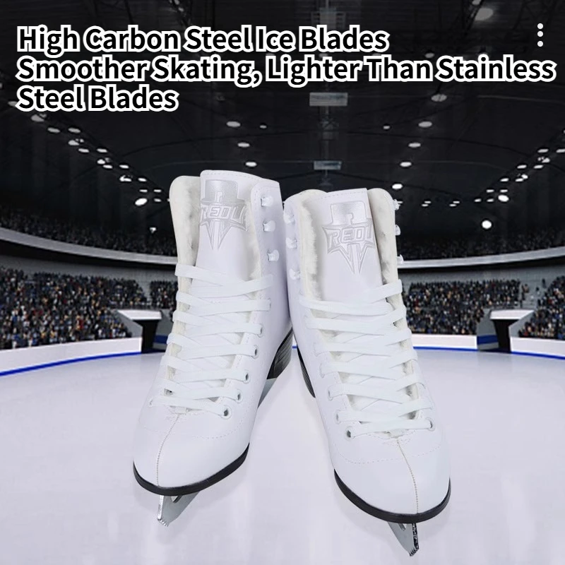 Kids Adults Figure Ice Skates Hard Shell Lace Up Ice Skating Boots Warm Liner Ankle Support Beginner Ice Skates Size EU30-EU44