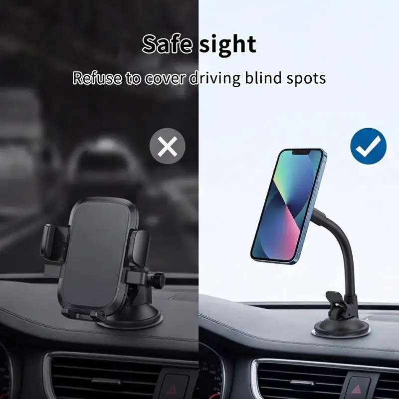 Car Dashboard Cell Phone Holder 360° Rotating Reusable Suction Cup Stable Bracket Fit for All 4-7 Inch Mobile Phones GPS