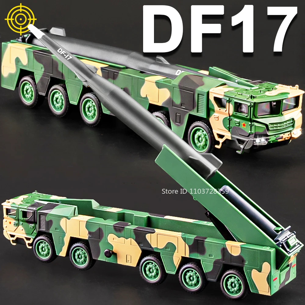 

1:50 DF17 Missile Launch Vehicle Toy Models Metal Diecast Mini Rocket Launcher Sound Light Slide Forward Military Car Boys Gifts