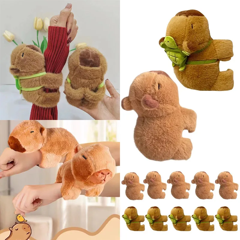 Clapping Hand Toys Snap Bracelet for Kids Plush Wristband Toys Bouncing Ring Toys Capybara Party Favor