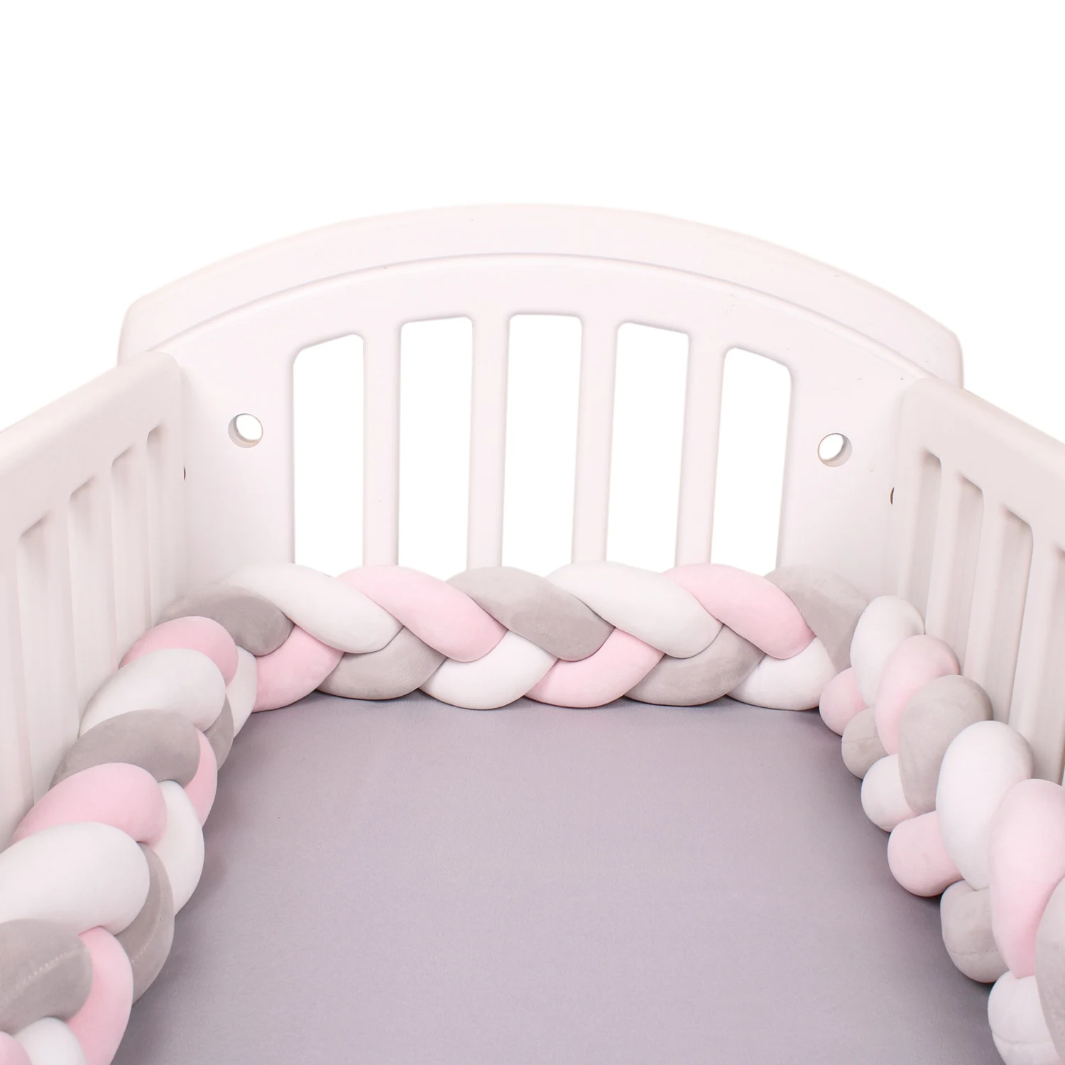 

2 M Length Newborn Bumper Crib Protector Knotted Braid Pillow Pure Woven Plush Knot Baby Room Decoration