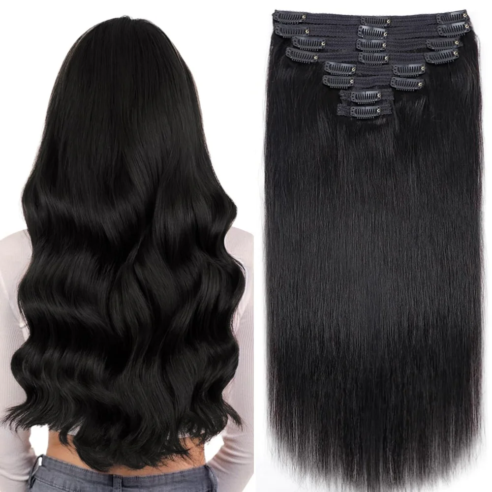 

Human Hair Extensions Clip in Remy Hair 8pcs/set 100g Silk Straight Hair 28'' Dark Brown Color for Women Girls
